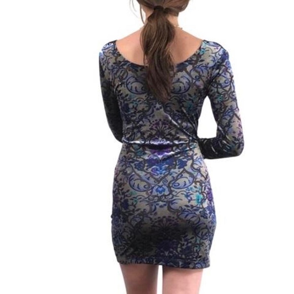 NWOT FREE PEOPLE Velvet Burnout Dress in Silver Combo S - Picture 3 of 7